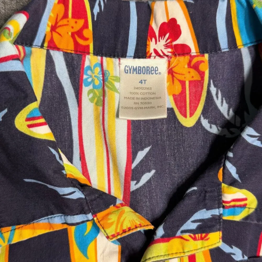 Gymboree Boys 4T Surfboard Hawaiian Shirt Tropical‎ Button Up Cotton